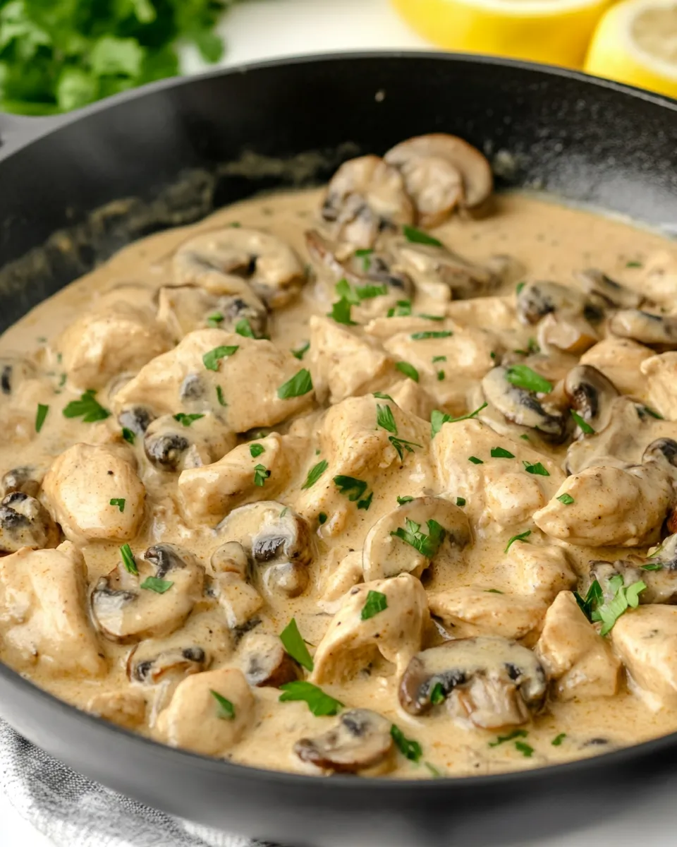 Easy Creamy Skillet Cajun Chicken and Mushrooms Recipe recipe photo