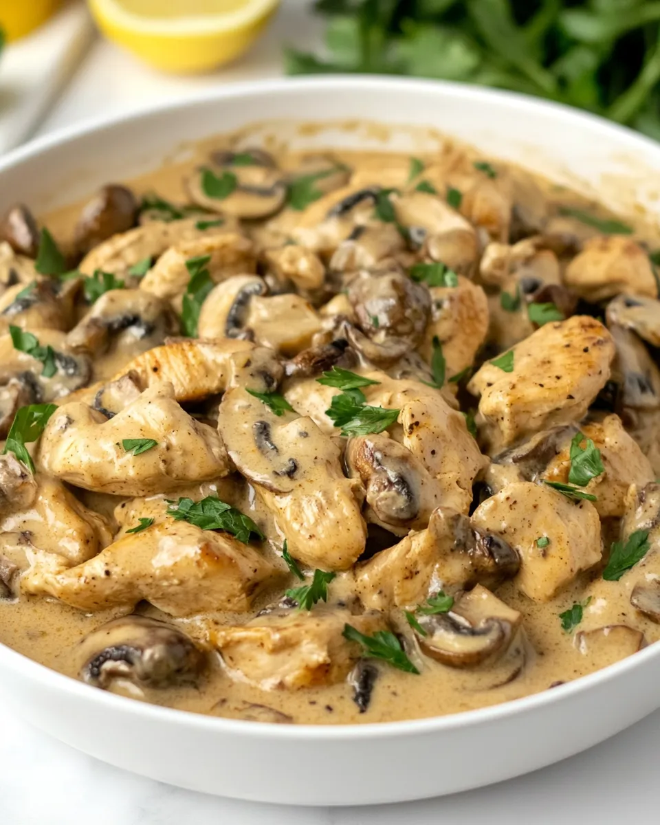 Delicious Creamy Skillet Cajun Chicken and Mushrooms Recipe dish photo