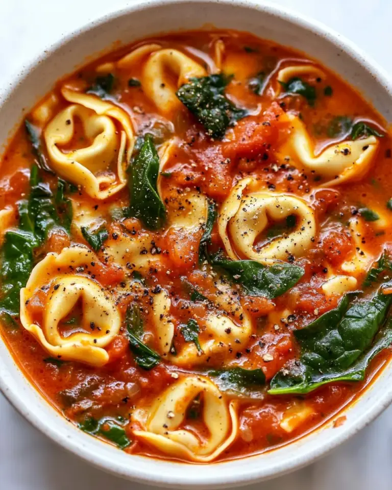 Homemade Creamy Tomato Tortellini Soup with Spinach recipe photo