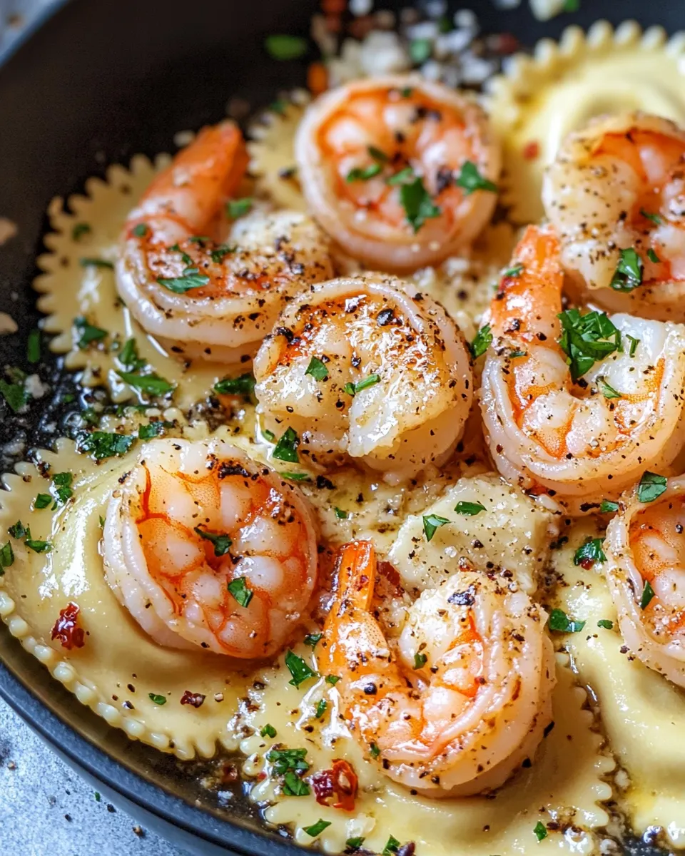 Easy Garlic Butter Shrimp Ravioli dish photo