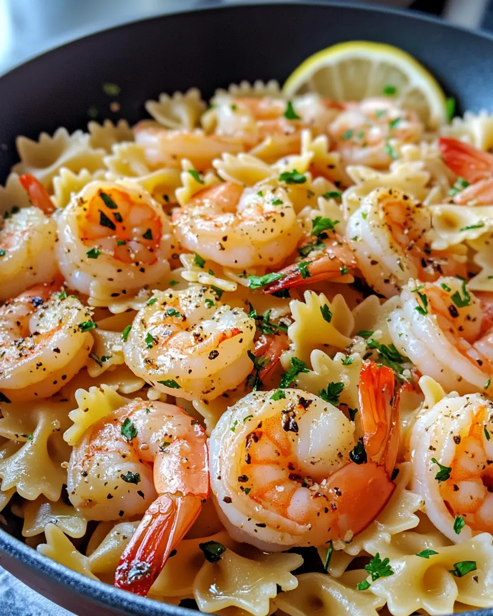 Homemade Garlic Herb Shrimp Bowtie Pasta photo
