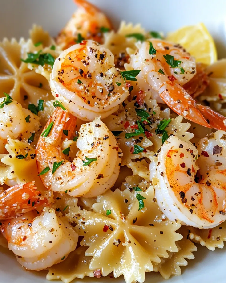 Classic Garlic Herb Shrimp Bowtie Pasta image