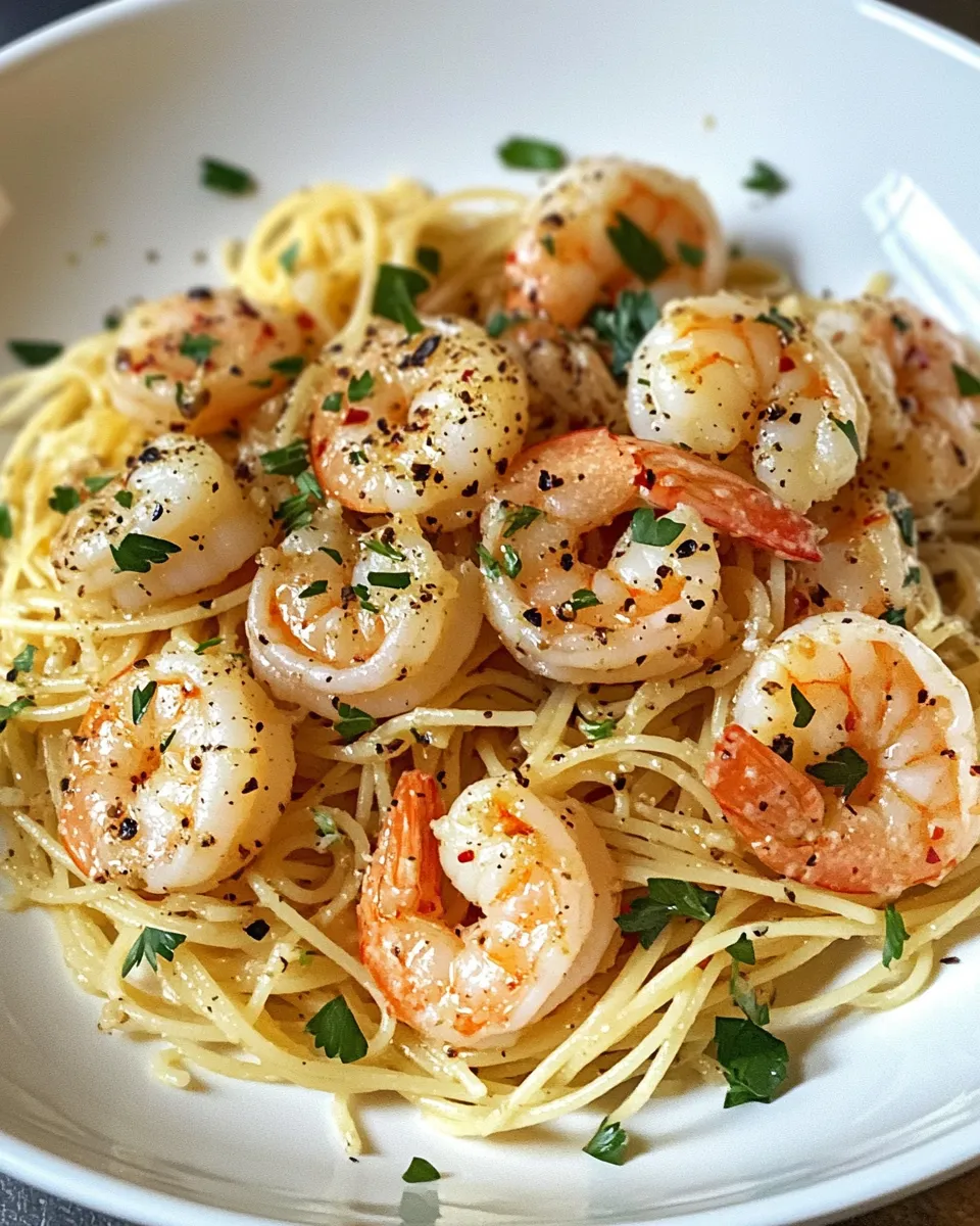 Easy Garlic Shrimp Angel Hair Pasta dish photo