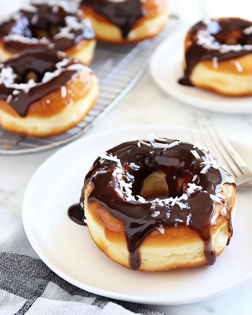Easy Grilled Espresso Glazed Coconut Doughnuts with Mocha Coconut Ganache recipe photo