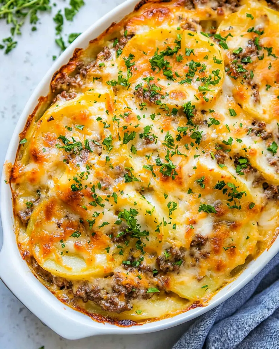 Delicious Hamburger Potato Casserole recipe image