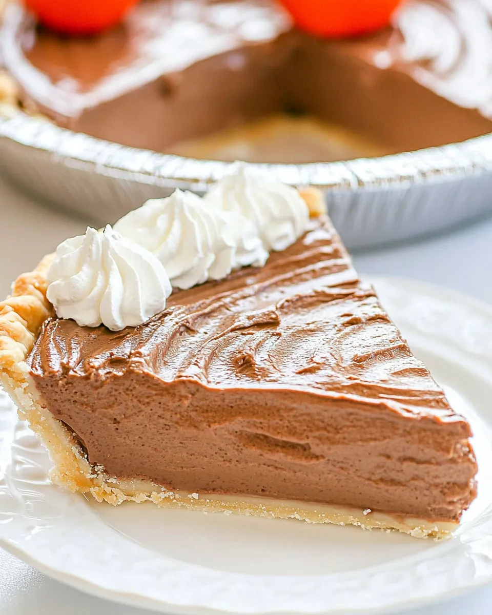 Perfect Homemade Chocolate Cream Pie food shot