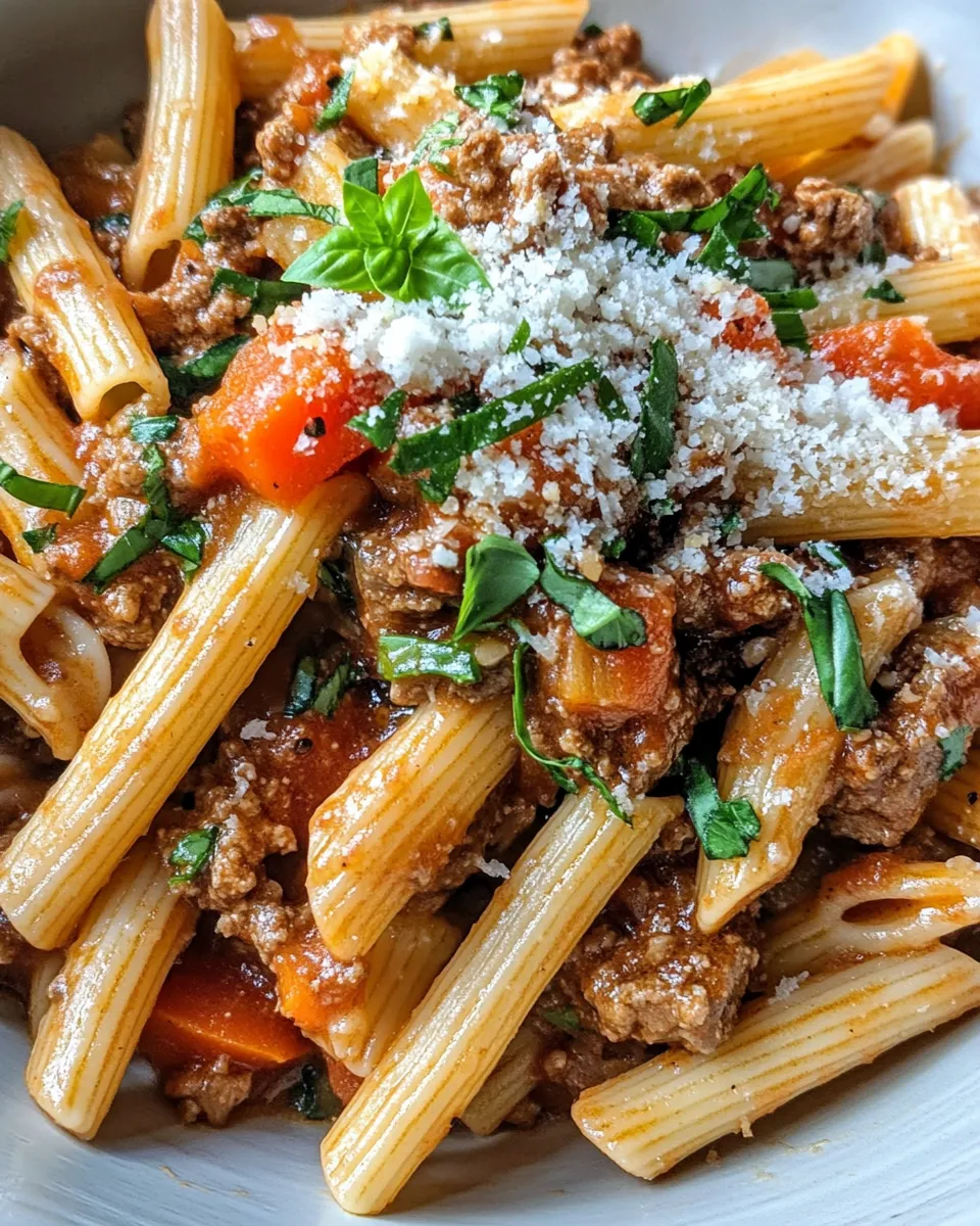 Classic Italian Beef Ragu with Penne dish photo