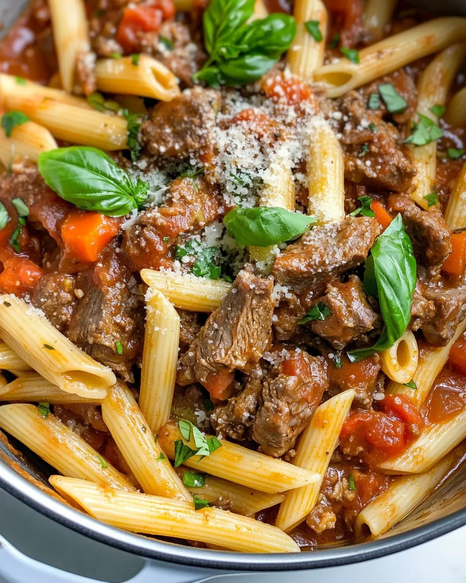 Delicious Italian Beef Ragu with Penne plate image