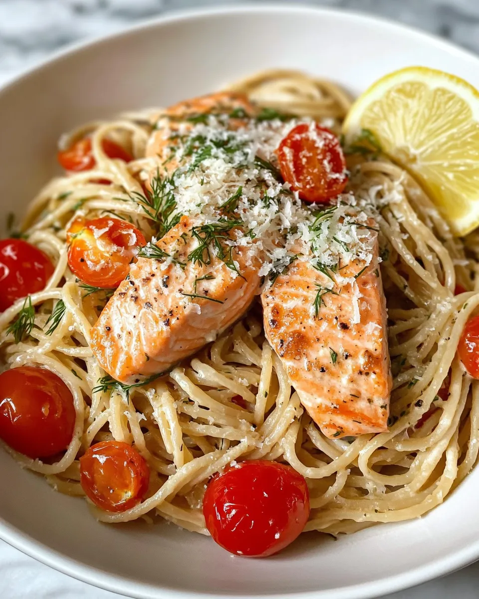 Classic Lemon Dill Salmon Pasta dish photo