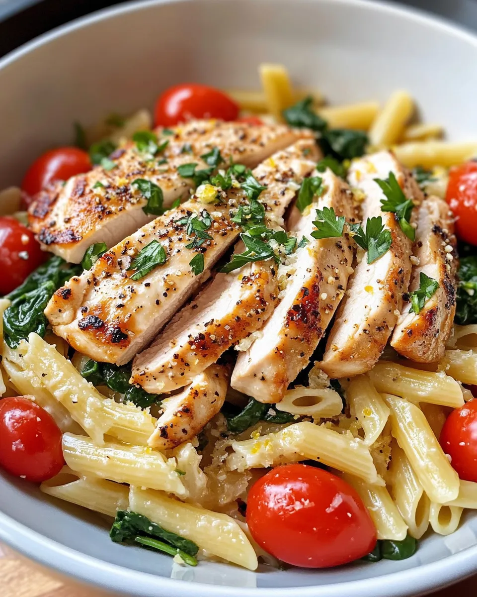 Easy Lemon Herb Chicken Pasta Bowls food shot