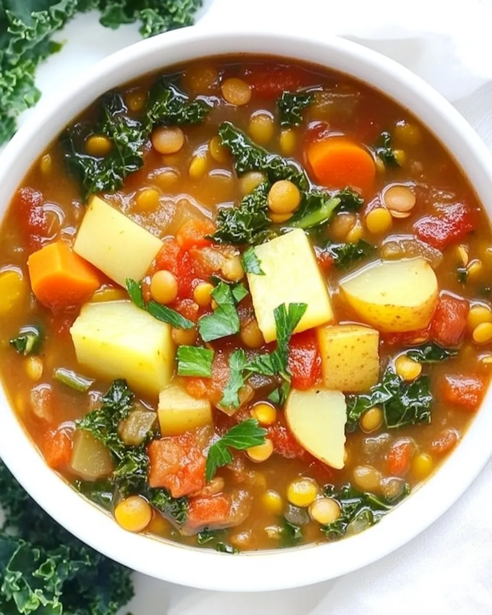 Homemade Lentil Kale Soup with Potato (Easy!) recipe photo