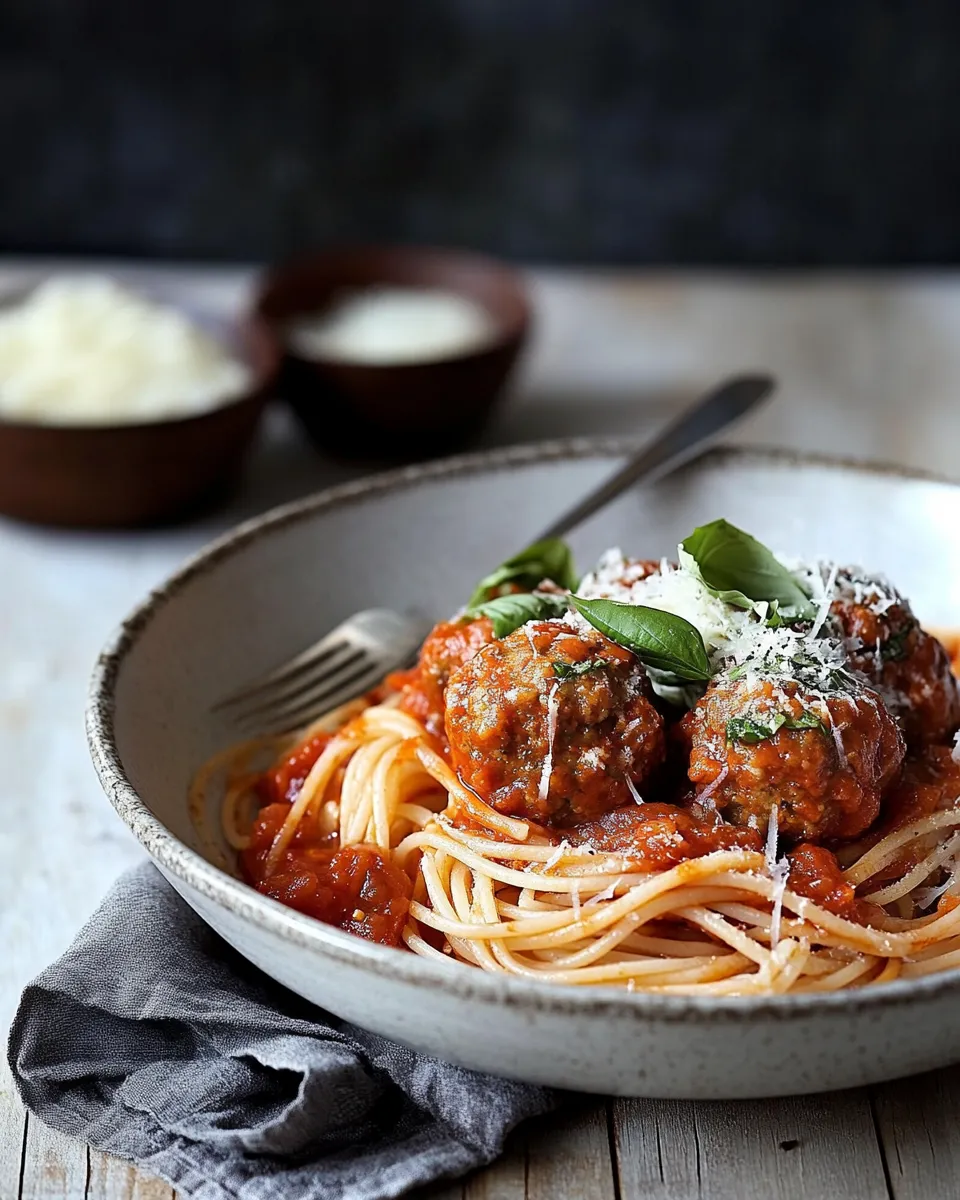 Classic Meatballs with spaghetti & Napolitana sauce dish photo