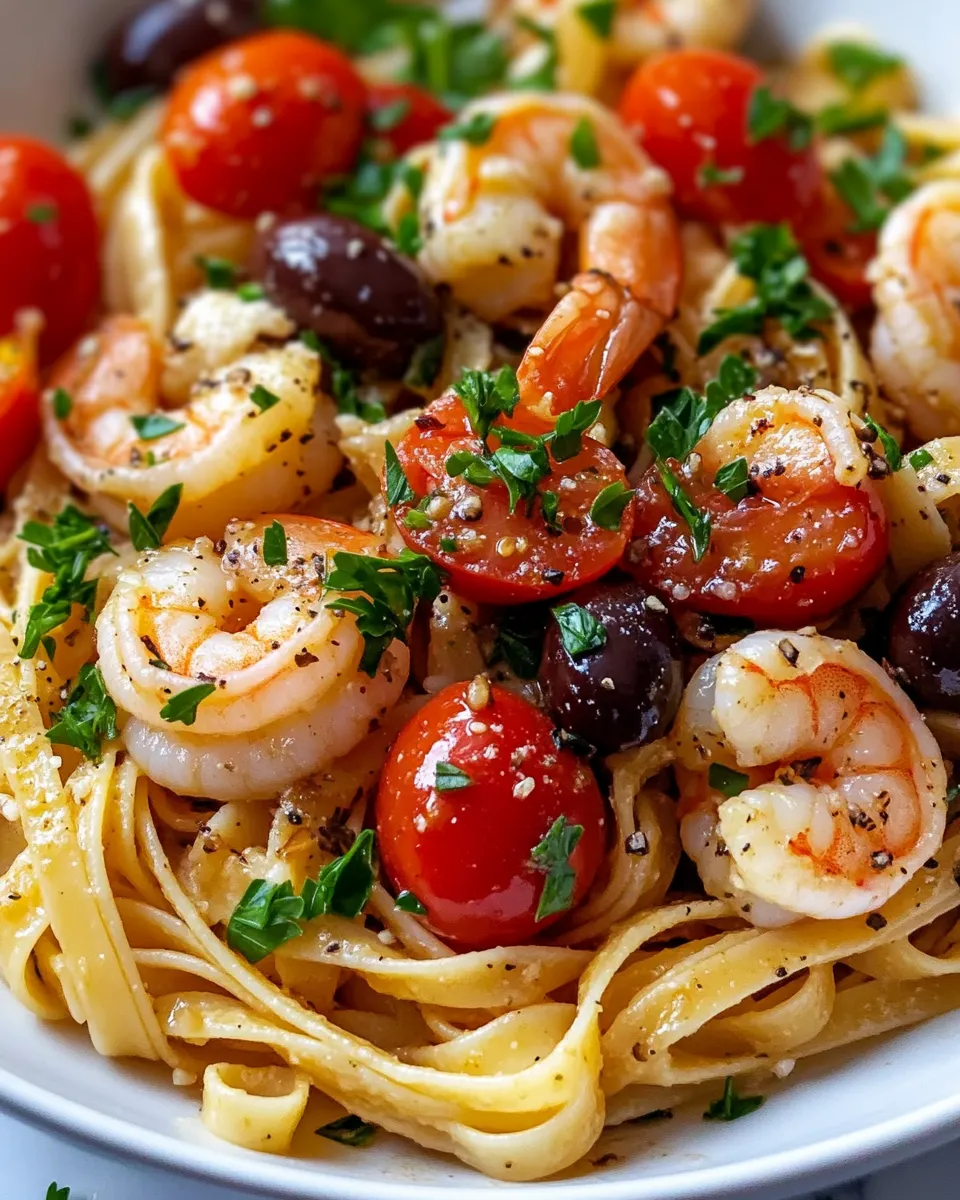 Delicious Mediterranean Shrimp Pasta plate image