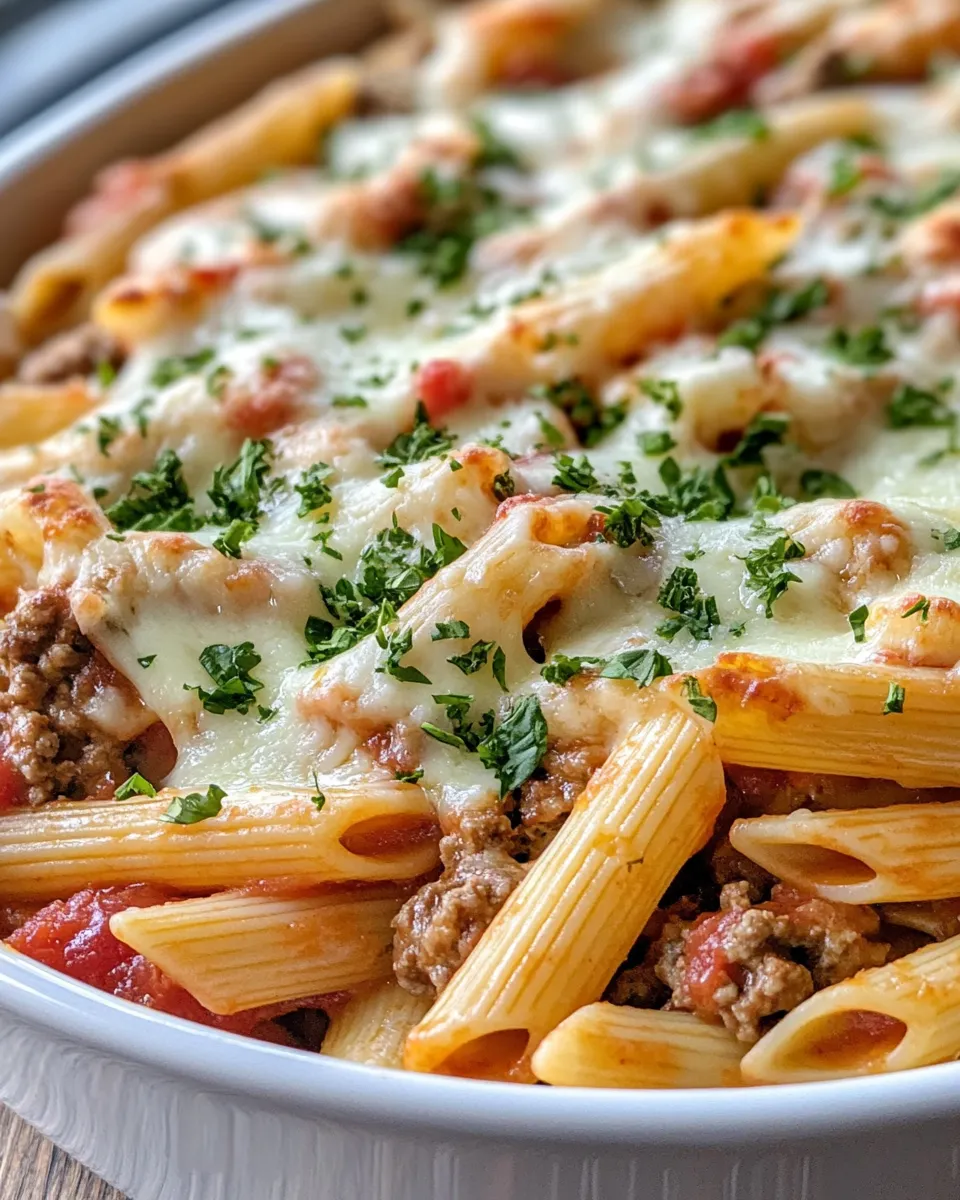Easy Million Dollar Beef Pasta Bake food shot