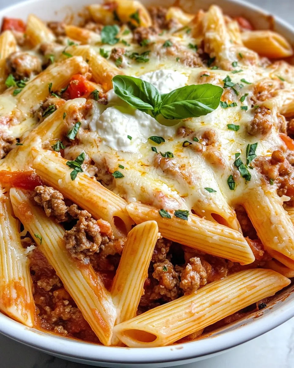 Delicious Million Dollar Beef Pasta Bake plate image