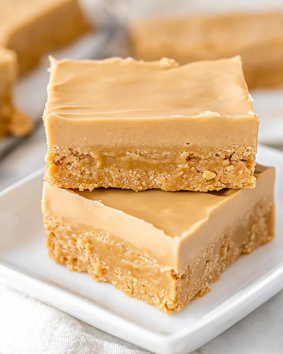 Easy No-Bake Double Peanut Butter Bars food shot