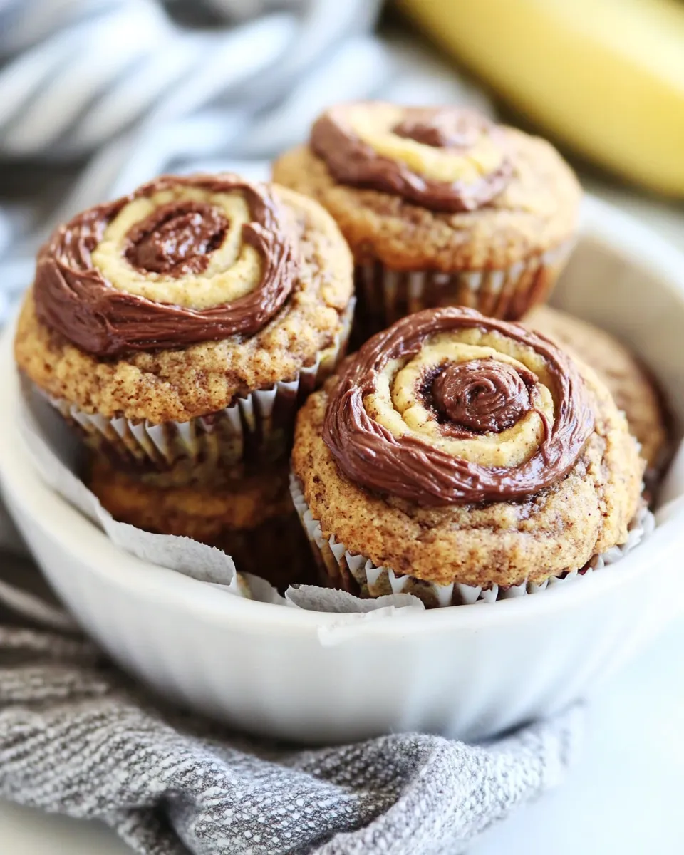 Delicious Nutella Stuffed Whole Wheat Peanut Butter Banana and Zucchini Muffins plate image