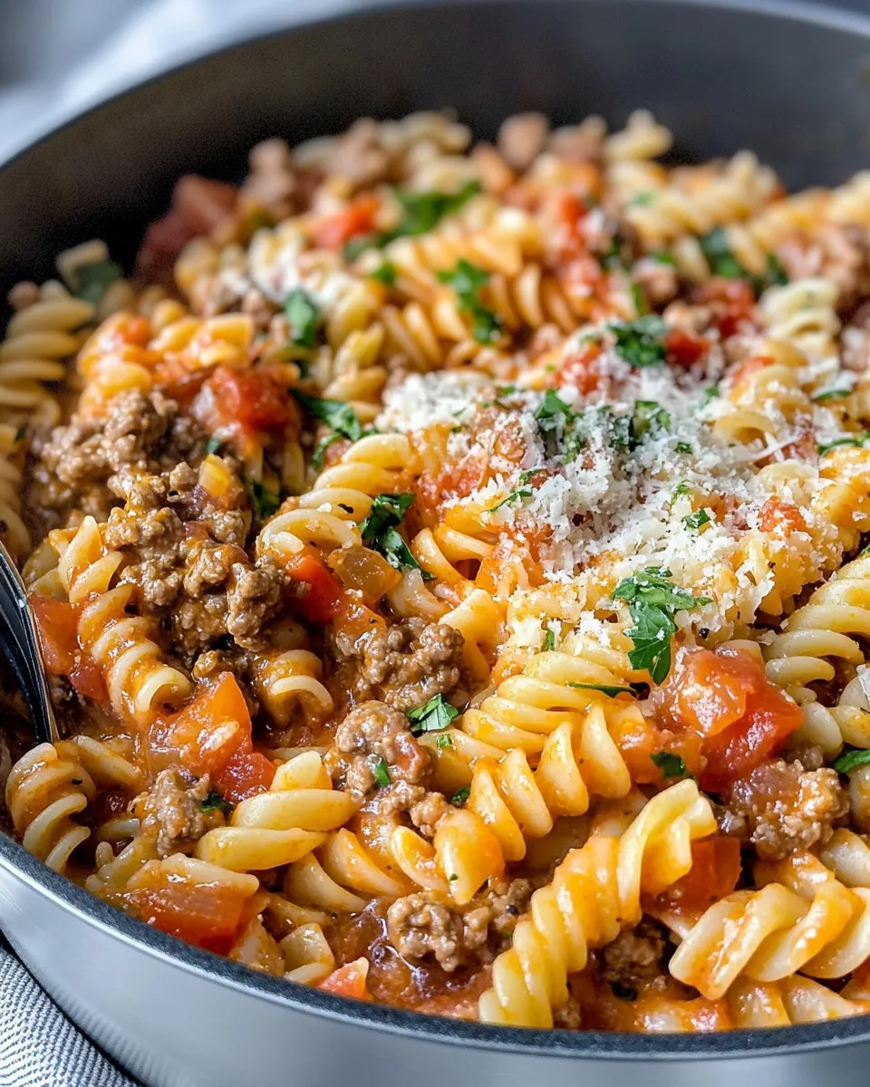 Homemade One-Pot Beefy Tomato Rotini recipe photo