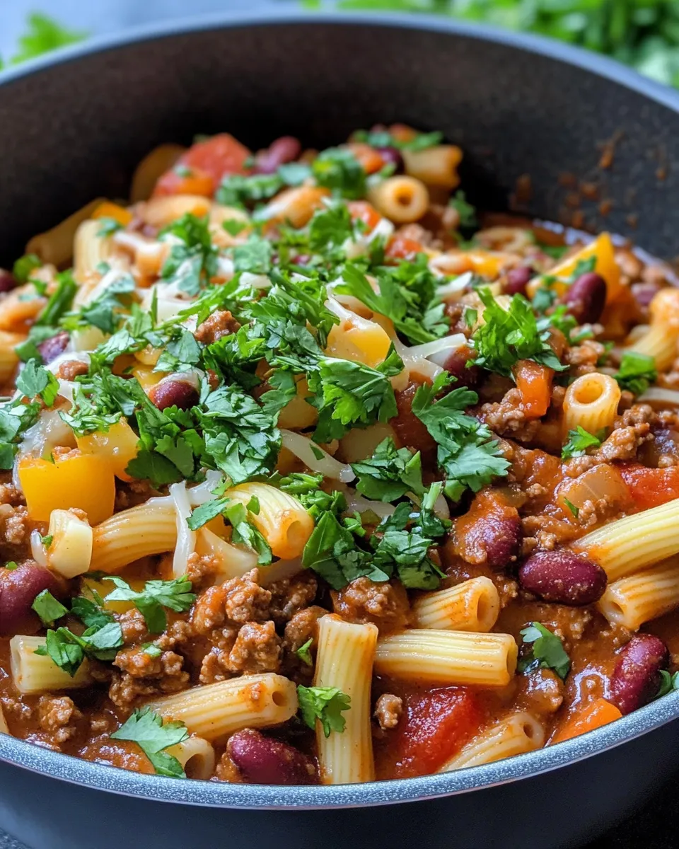 Easy One-Pot Chili Mac Pasta food shot