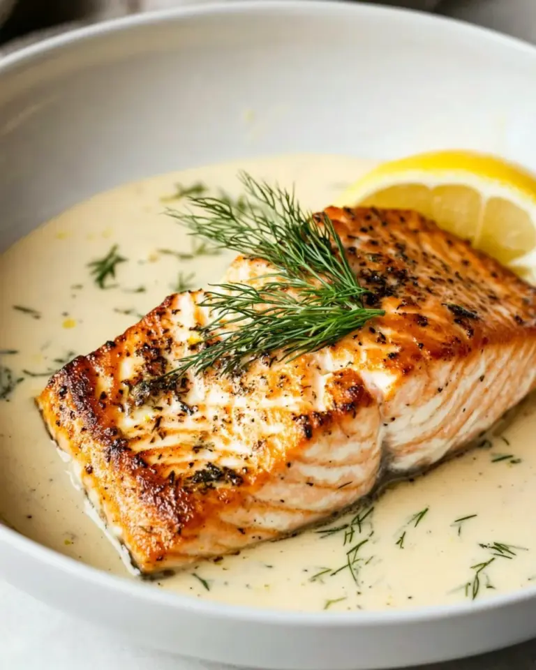Homemade Pan Seared Salmon with Creamy Lemon Dill Sauce photo