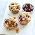 Homemade Peanut Butter and Jelly Crumb Muffins. recipe photo