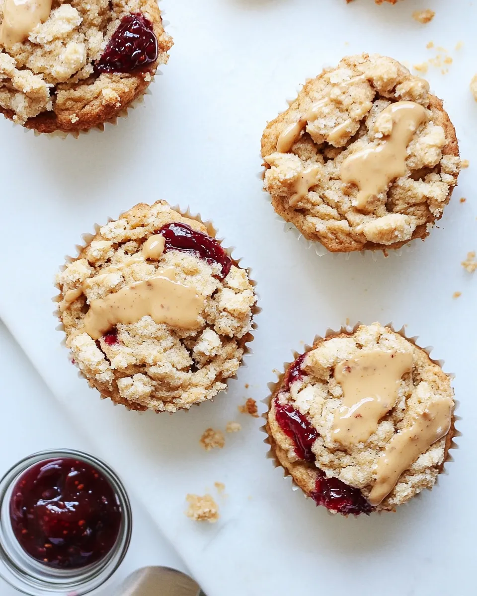 Classic Peanut Butter and Jelly Crumb Muffins. dish photo