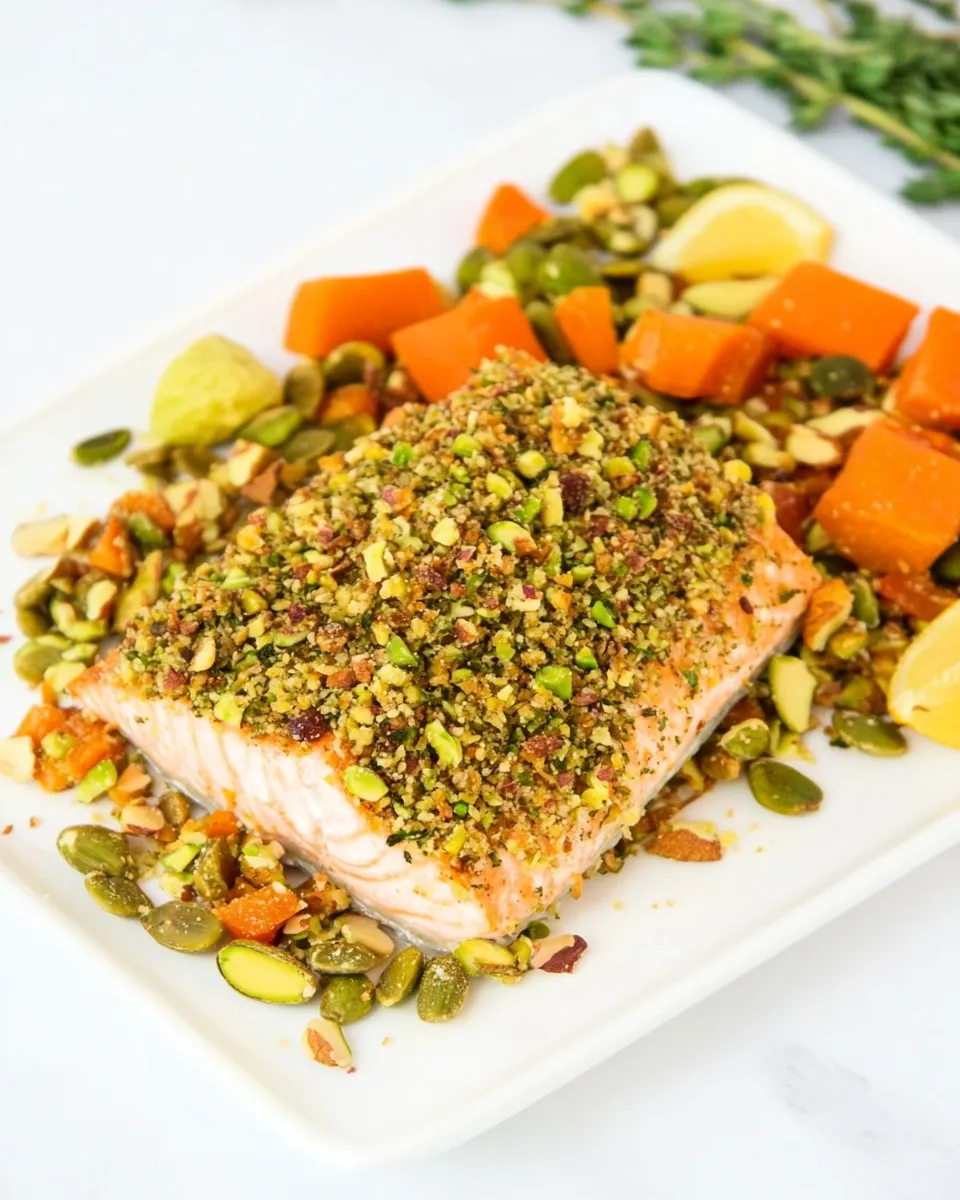 Easy Pistachio Crusted Salmon food shot