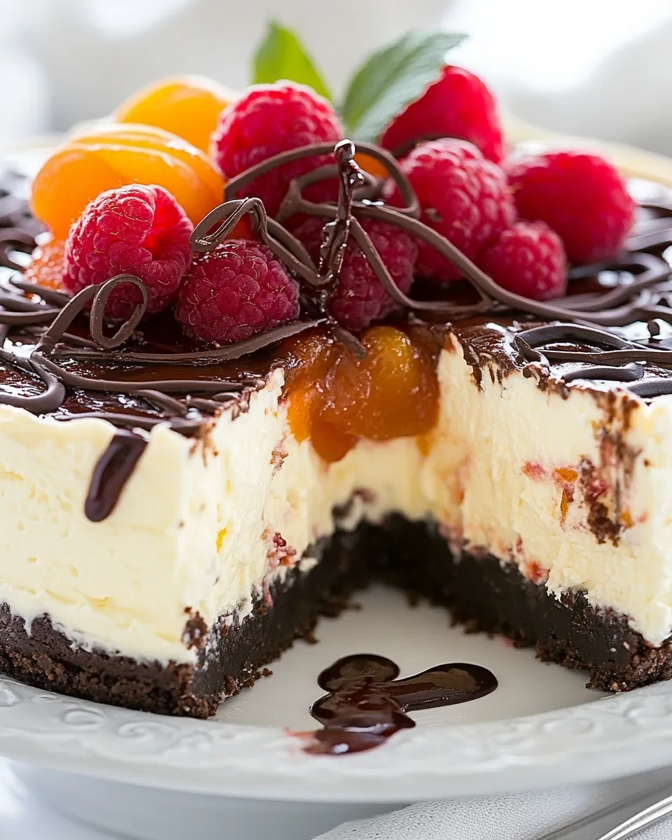 Classic Raspberry Apricot Cheesecake with Chocolate Crust image