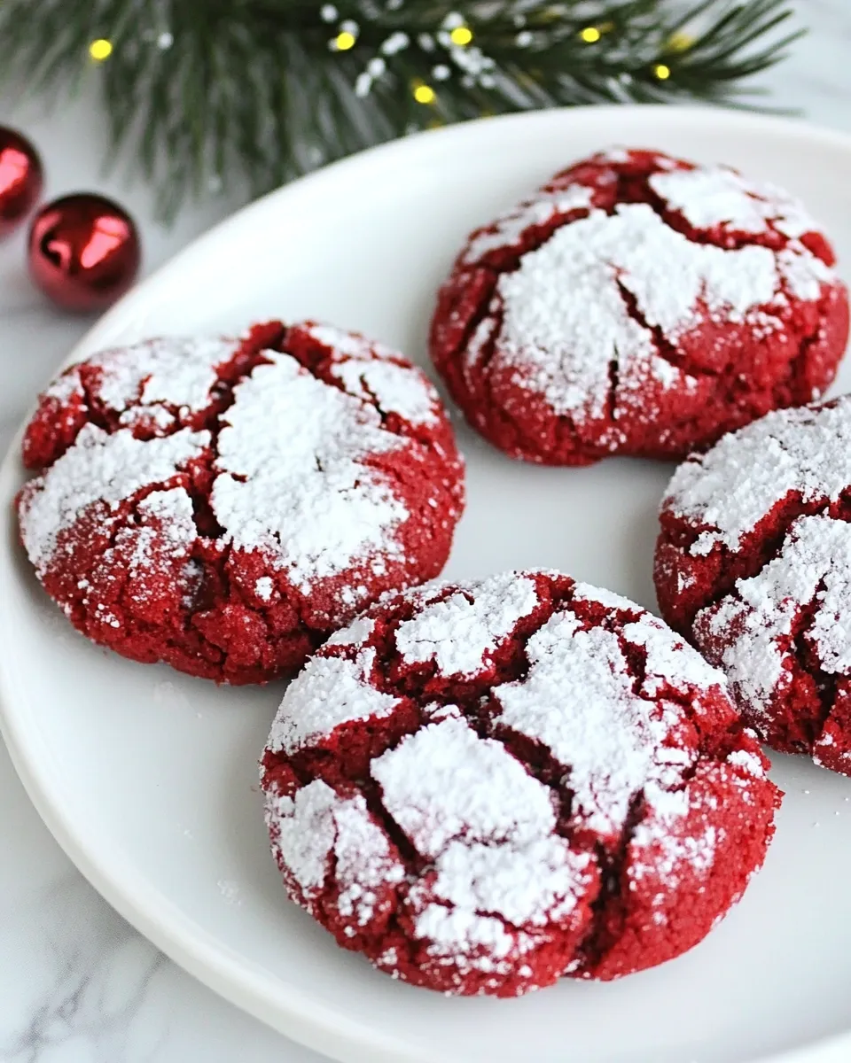 Delicious Red Velvet Gooey Butter Cookies food shot