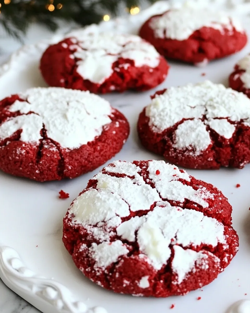 Easy Red Velvet Gooey Butter Cookies plate image
