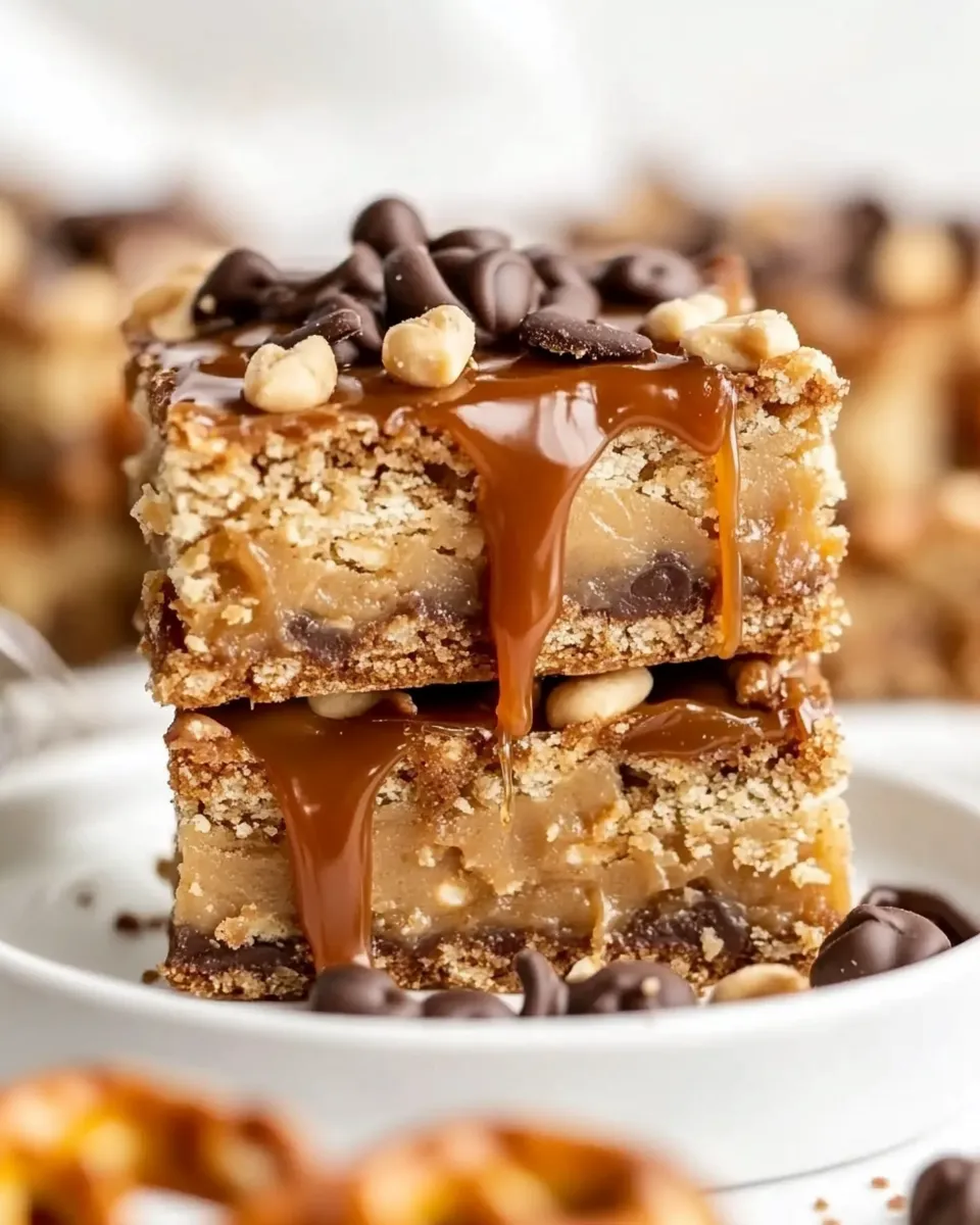 Easy Salted Caramel Pretzel Blondies dish photo