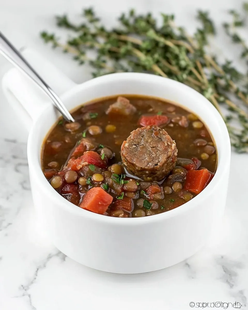 Classic Sausage Lentil Soup dish photo