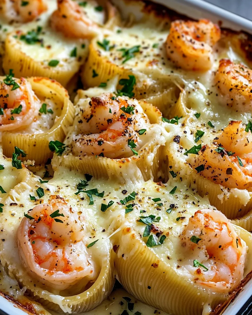 Delicious Shrimp Alfredo Stuffed Shells plate image
