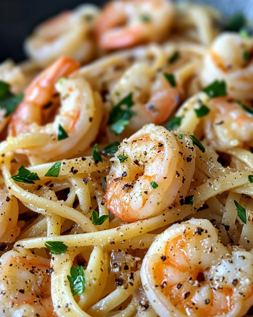 Easy Shrimp Scampi Linguine food shot