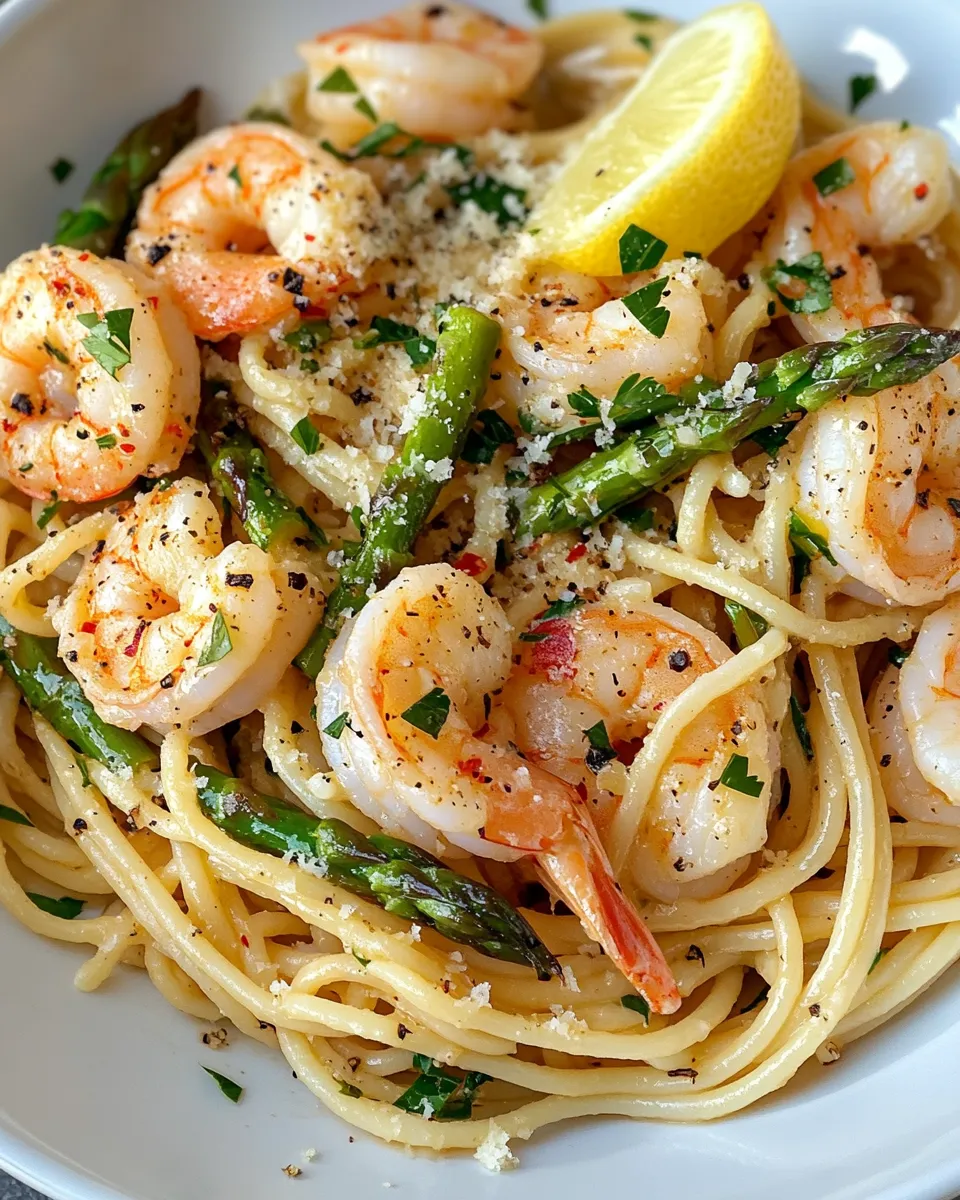 Delicious Shrimp and Asparagus Pasta recipe photo