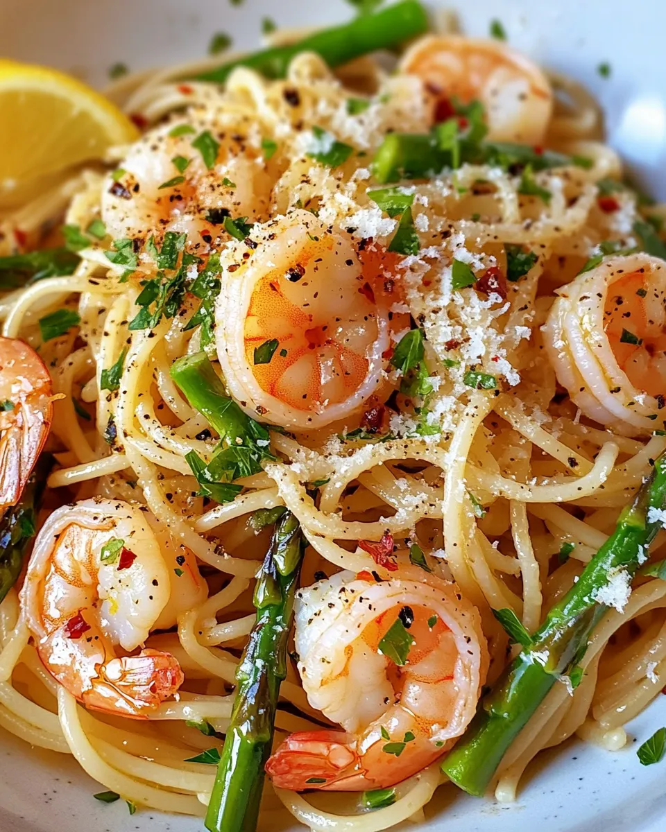 Easy Shrimp and Asparagus Pasta food shot