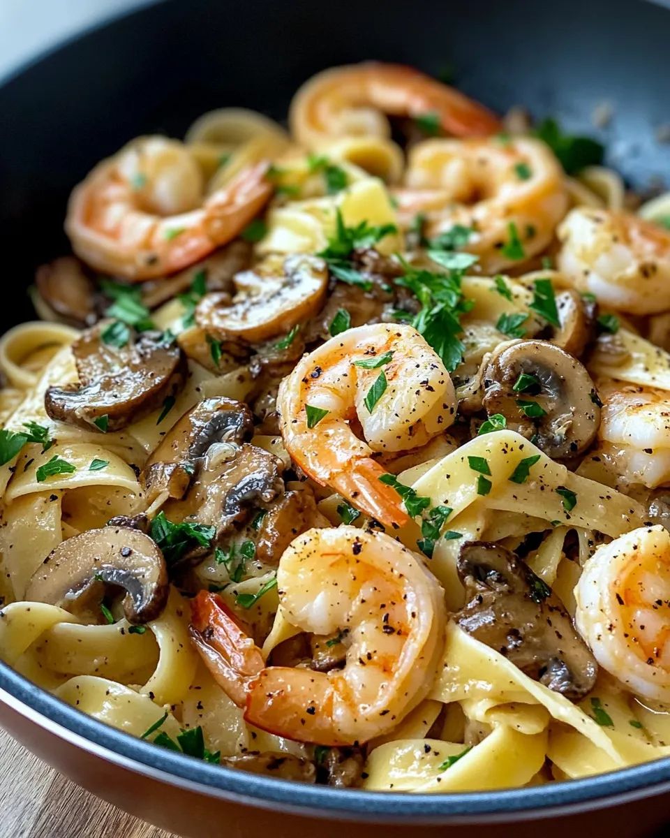 Classic Shrimp and Mushroom Tagliatelle dish photo