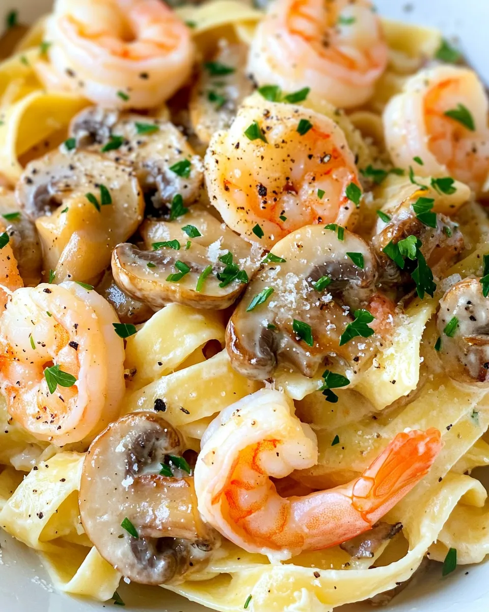 Easy Shrimp and Mushroom Tagliatelle food shot