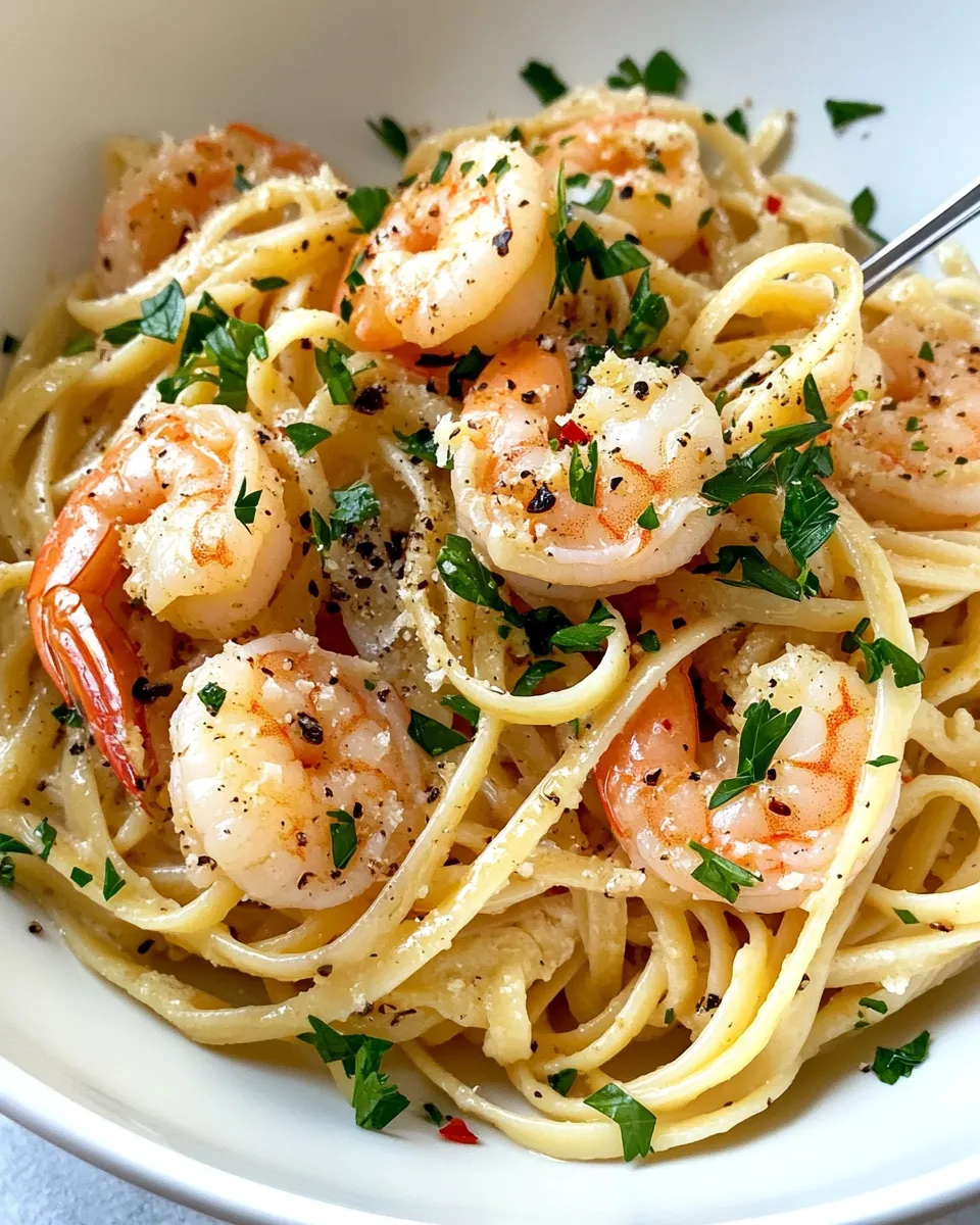 Easy Shrimp and Roasted Garlic Linguine recipe image