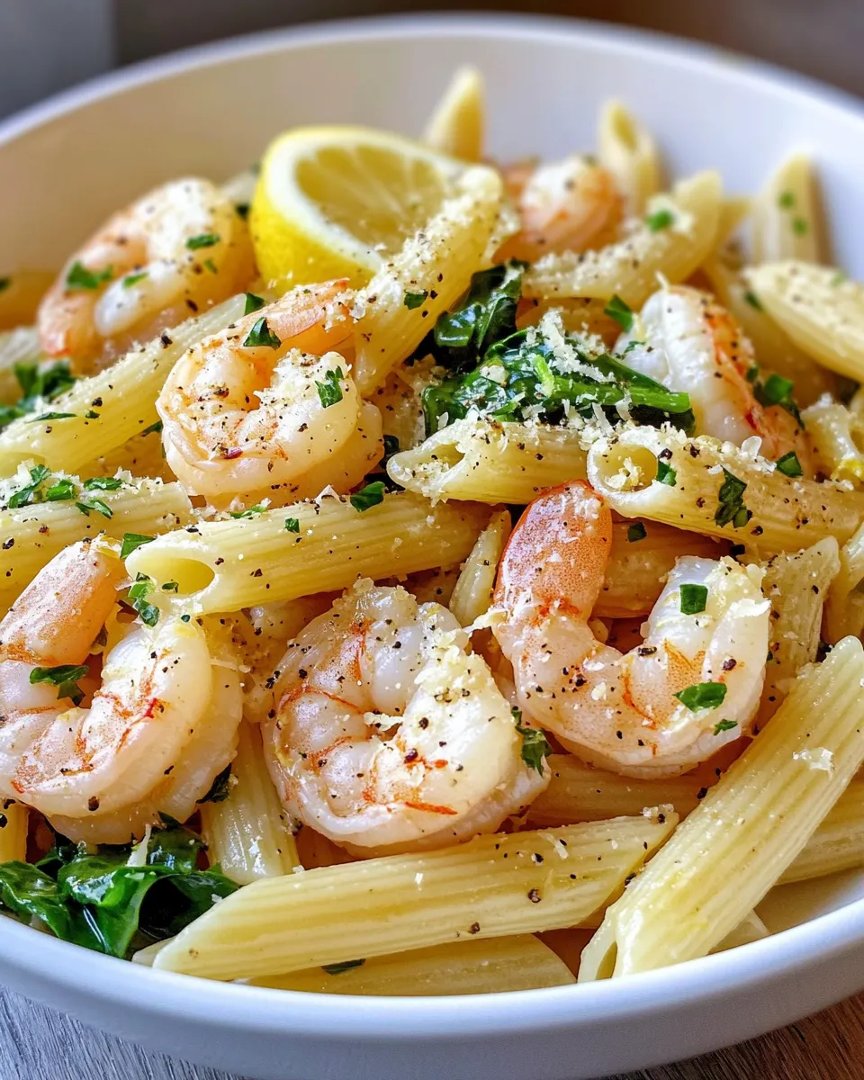 Homemade Shrimp and Spinach Lemon Penne recipe photo