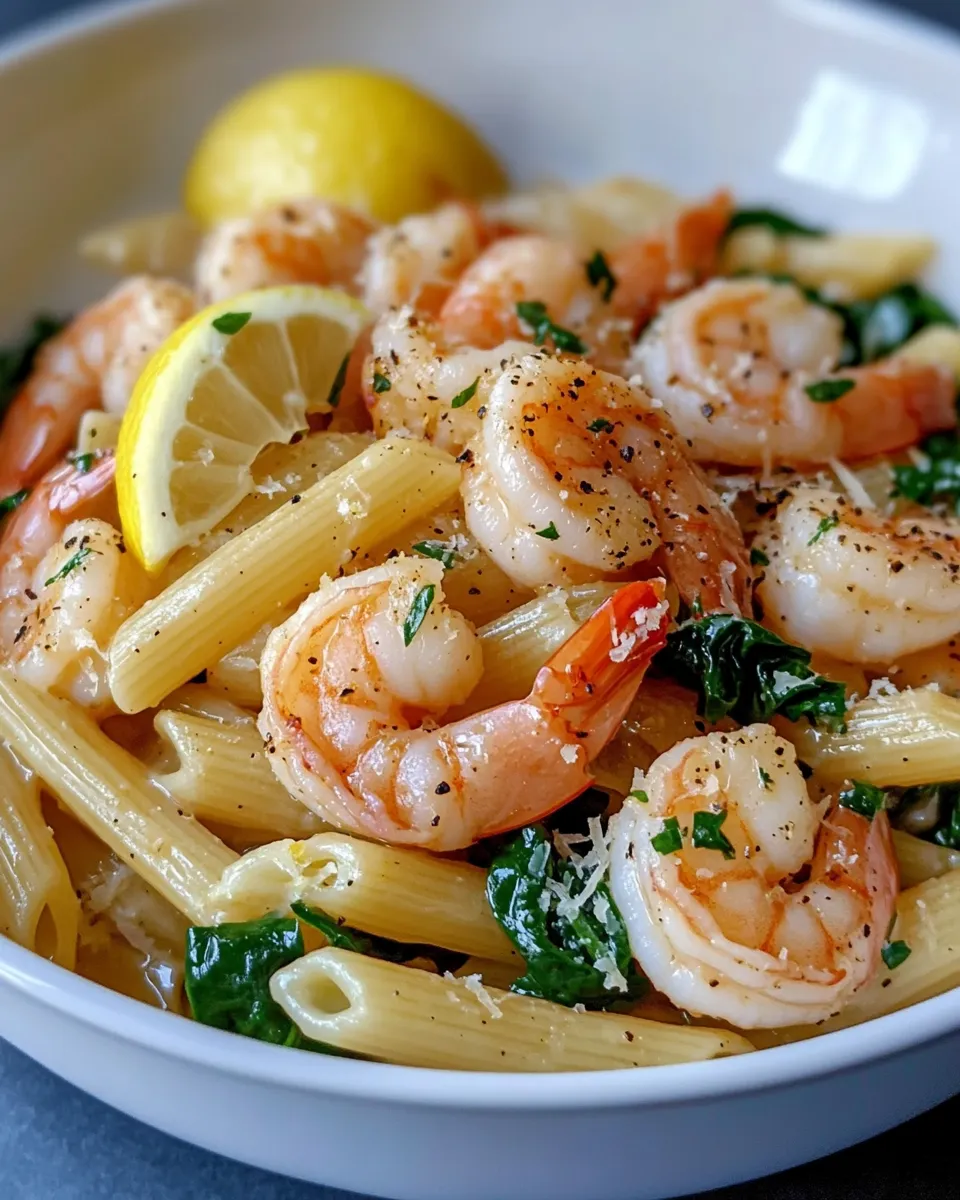 Classic Shrimp and Spinach Lemon Penne dish photo