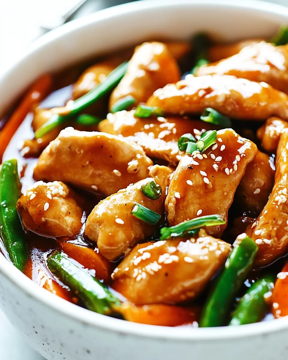 Delicious Slow Cooker Mongolian Chicken plate image