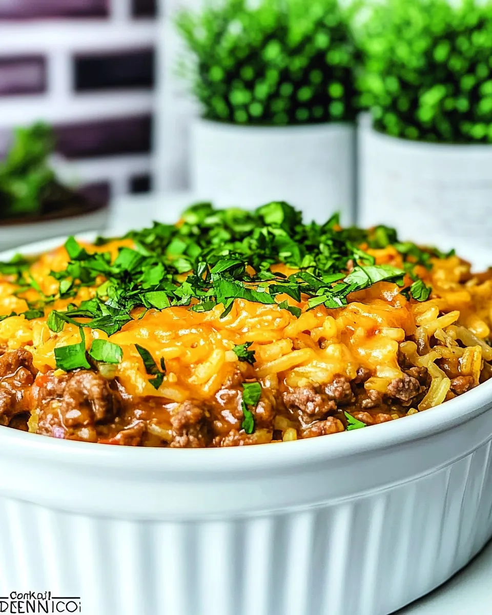 Easy Sour Cream Beef and Rice Casserole food shot
