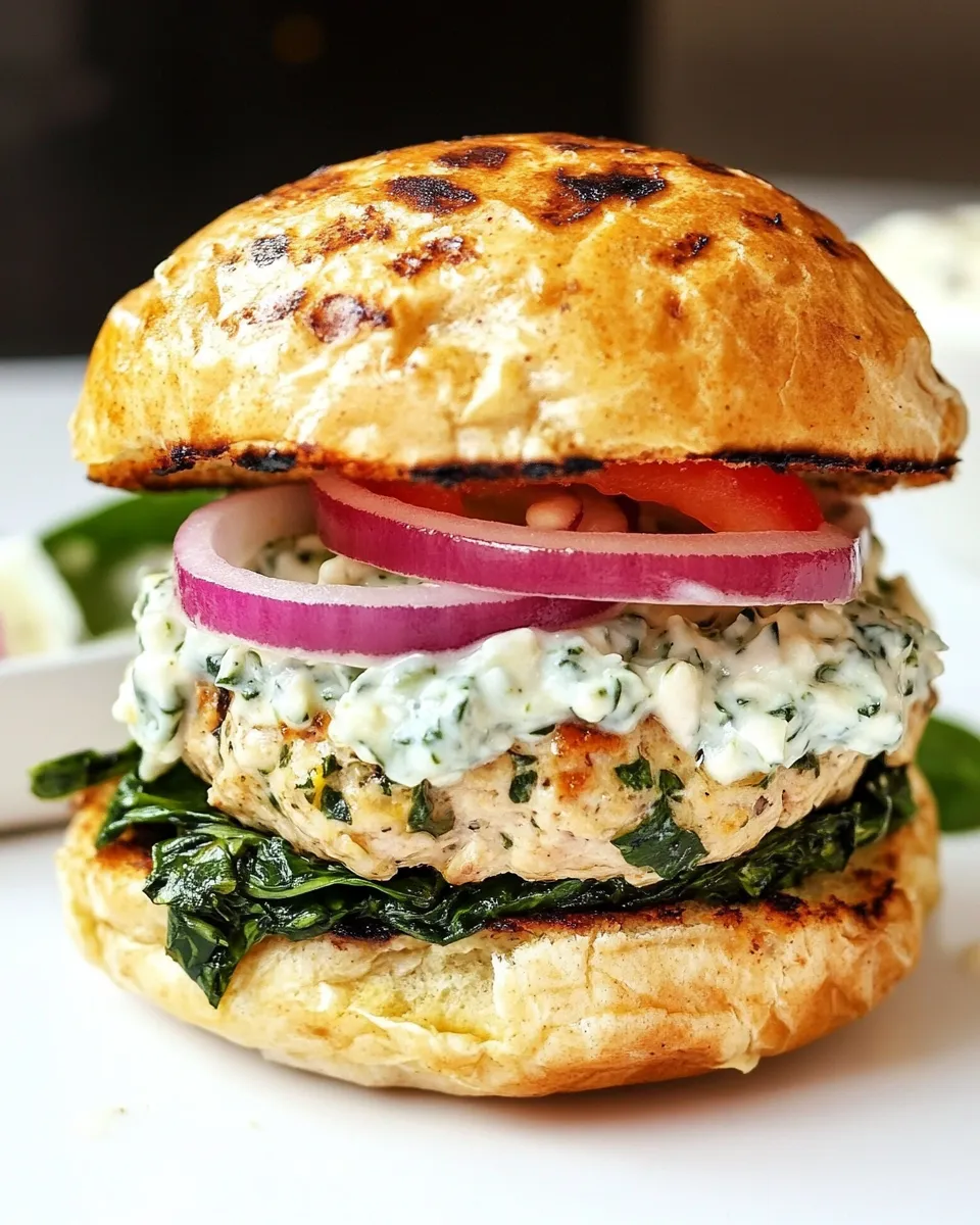 Easy Spinach and Feta Turkey Burger with Tzatziki Sauce recipe image