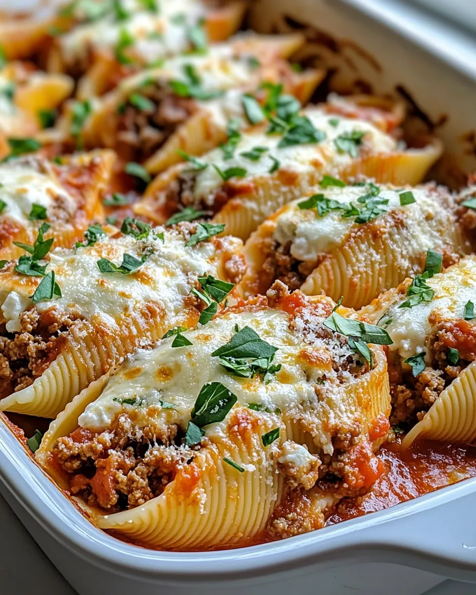 Easy Three-Cheese Beef Pasta Shells recipe photo
