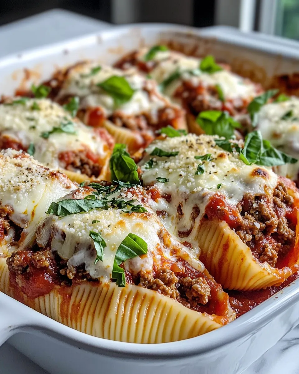 Tasty Three-Cheese Beef Pasta Shells dish photo
