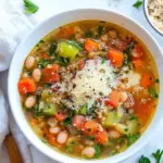 Homemade Tuscan Vegetable Soup with White Beans and Parmesan photo