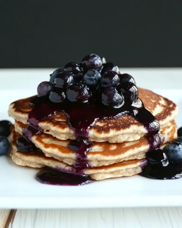 Homemade Whole Wheat Kefir Pancakes with Blueberry Sauce recipe photo