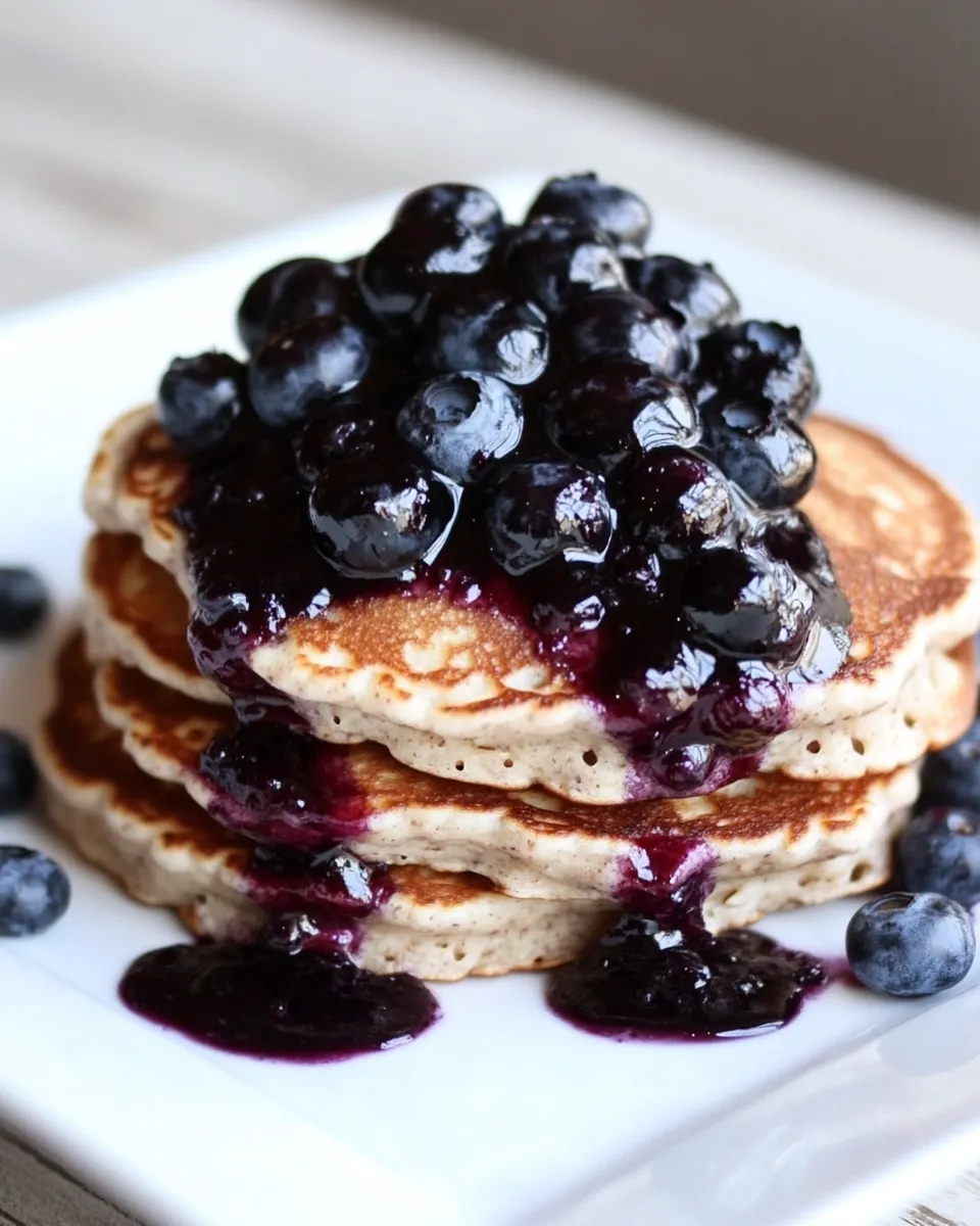 Delicious Whole Wheat Kefir Pancakes with Blueberry Sauce plate image
