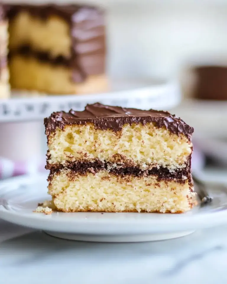 Homemade Yellow Cake with Chocolate Frosting (From Scratch!) photo